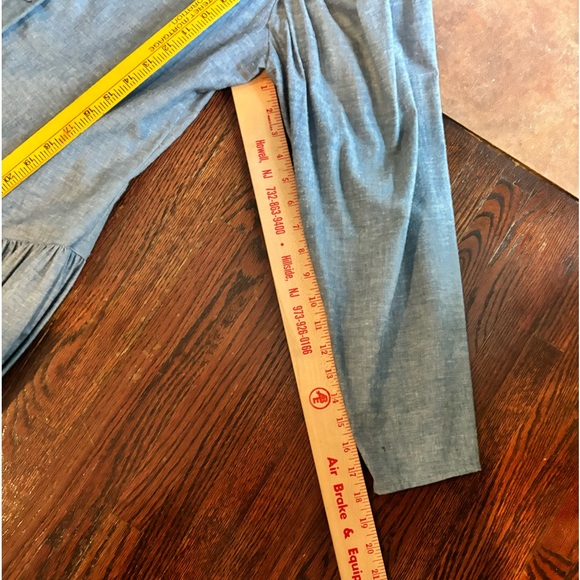 ✨GUNNE SAX Vtg 80’s Chambray Blue White Lace Bib Trim Puff Sleeve Prairie Dress - Picture 12 of 15